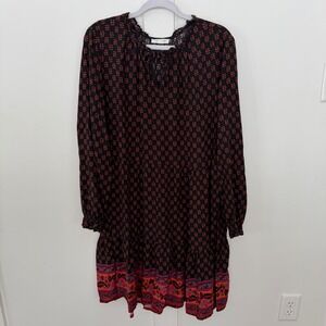 Beach Lunch Lounge Women's Dress Cover-Up Long Sleeve Boho Beachy Floral Size XL